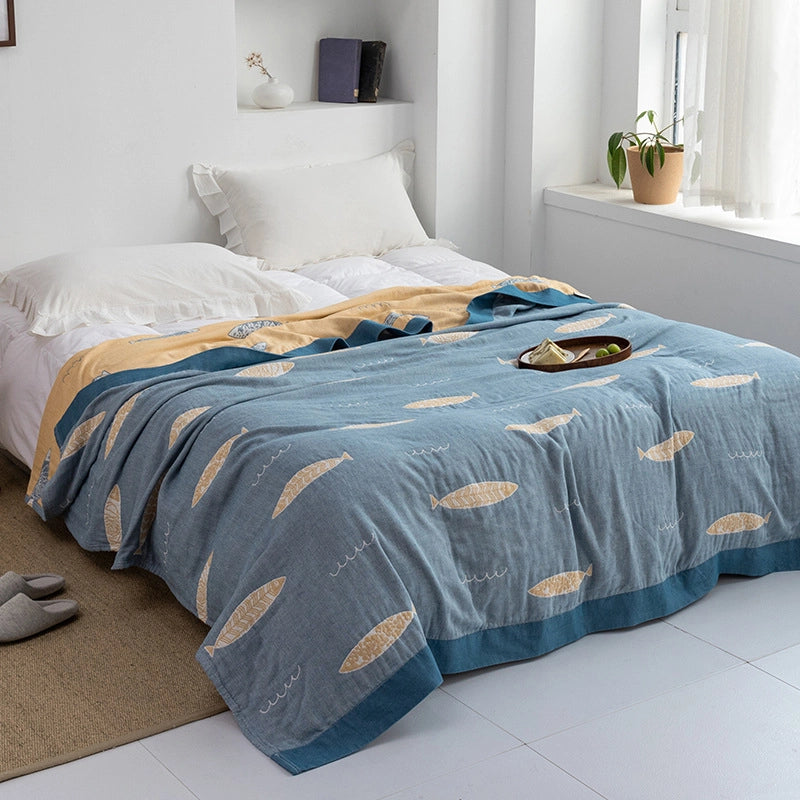 Towel Quilt Pure Cotton Five-Layer Gauze Towel Blanket Four Seasons Office Single Double Nap Blanket Quilt