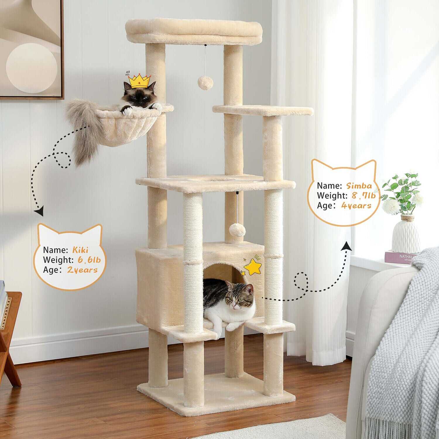 140cm Multi Level Cat Scratching Condo