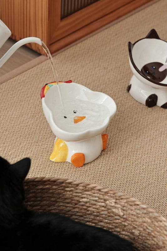 Cat Bowl Ceramic Protection Cervical Spine Drinking Bowl Pet Supplies Cute Slant Anti-overturning Dog Rice Bowl Cat Food Basin