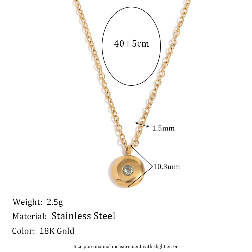 Fashion Round Geometric Stainless Steel 18K Gold Plated Necklaces