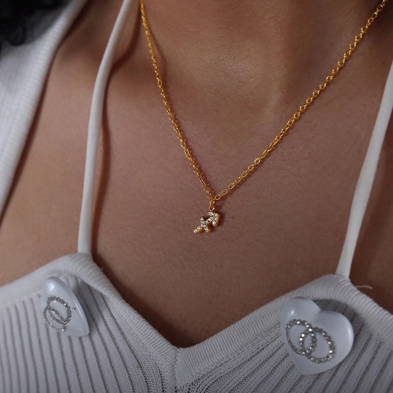 Minimalist Constellation Titanium Steel Zircon 18K Gold Plated Plating Inlay Pendant Necklace