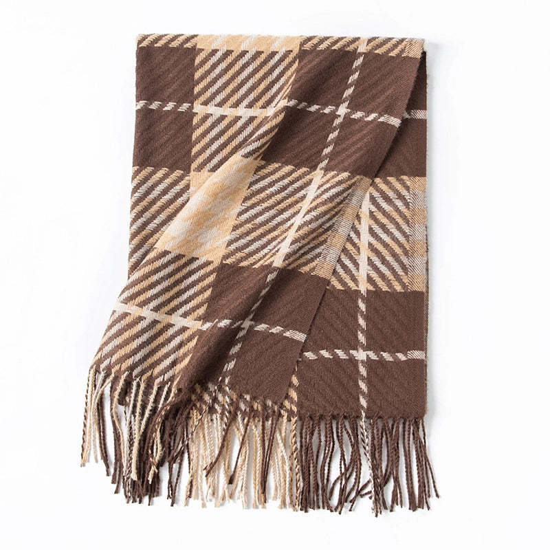 Women's  Plaid Imitation Cashmere Tassel Scarf