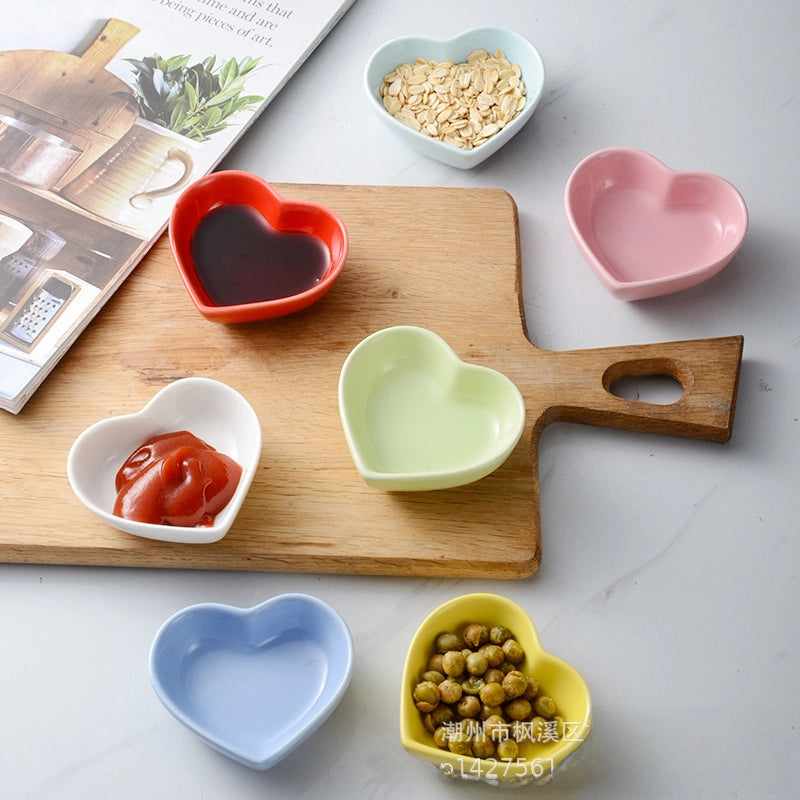 Heart-Shaped Ceramic Small Dipping Dish Household Seasoning Dish For Hotel Restaurant Dessert Snack Dish Dish