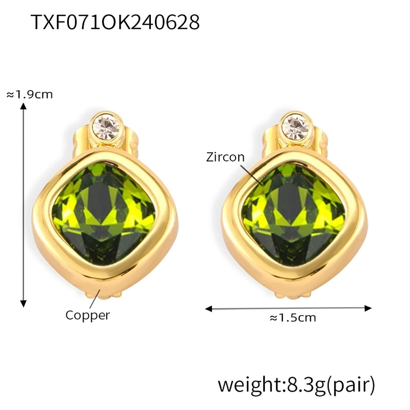 Minimalist Quadrilateral 304 Stainless Steel 18K Gold Plated Plating Earrings Necklace Jewelry Set
