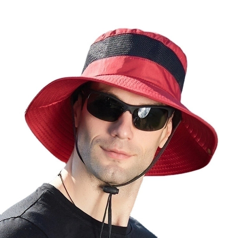 Unisex Basic Solid Color Fake Drawstring Wide Eaves Bucket Hat