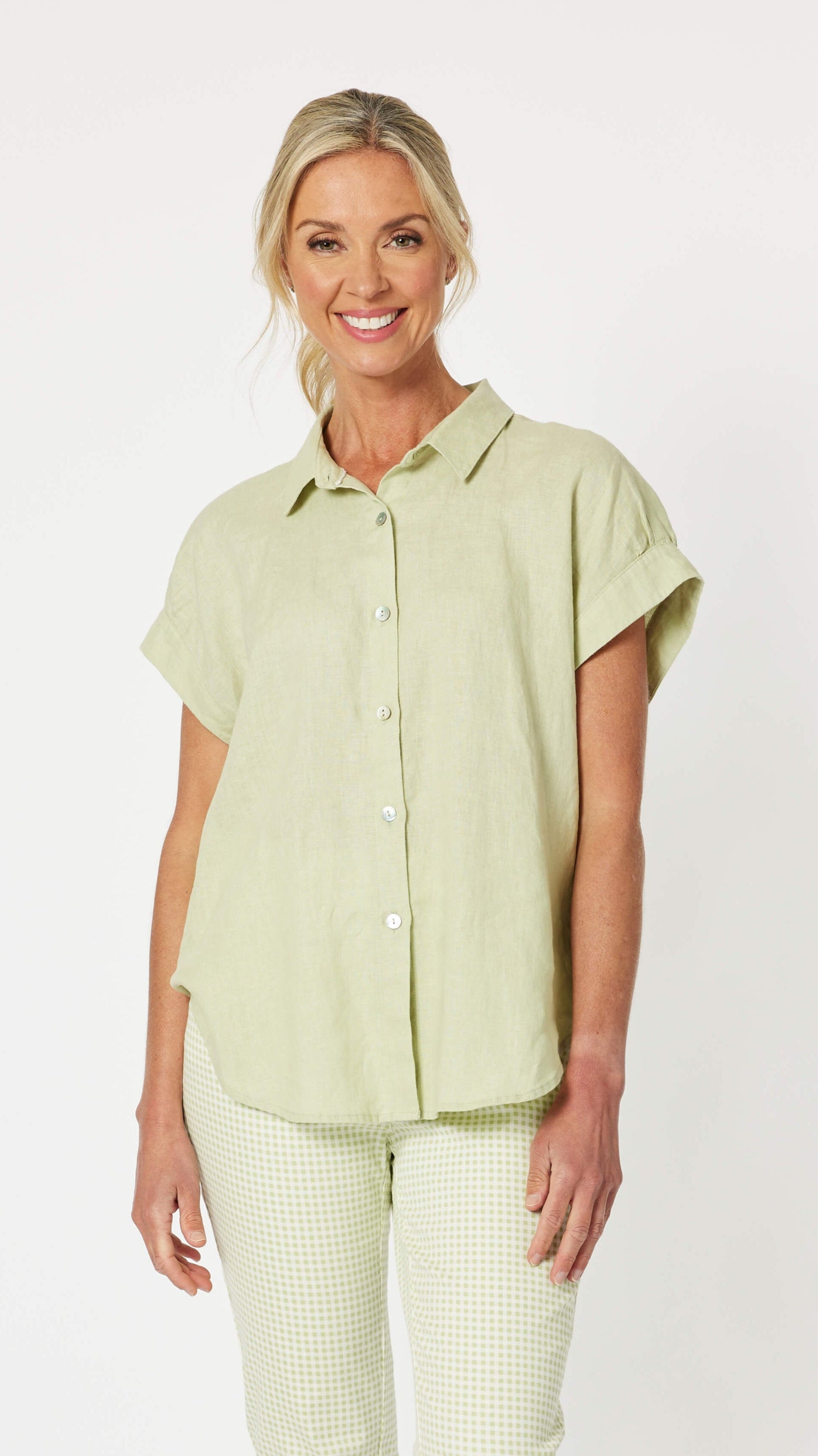 Millie Linen Shirt  - Celery
