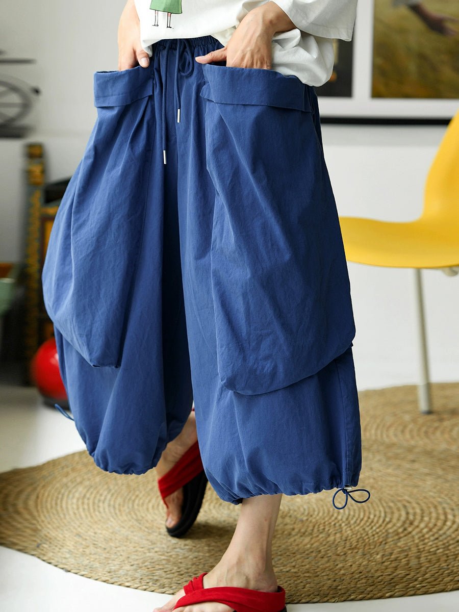 Women Summer Casual Pure Color 100%Cotton Cropped Pants