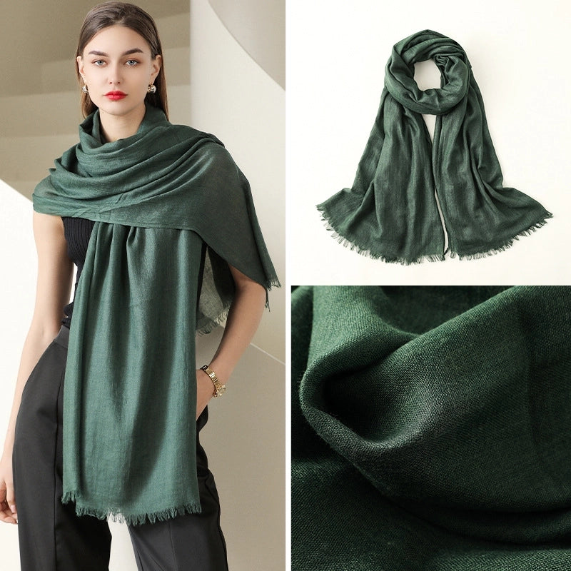 Women's Elegant Solid Color Cotton Silk Scarves
