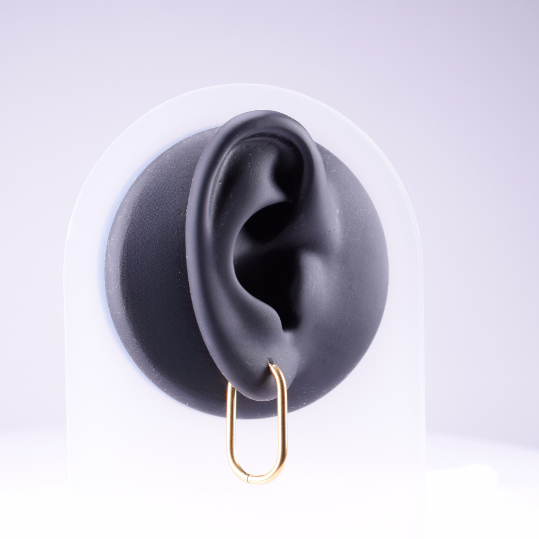 25mm Thin oval hoop - Gold