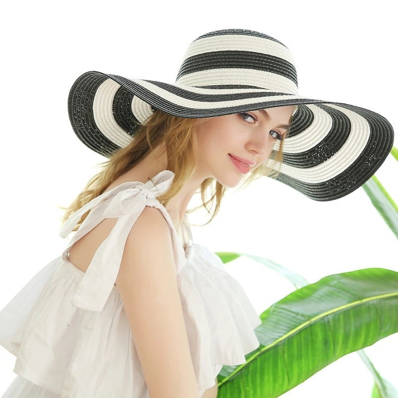 Women's Minimalist Stripe Big Eaves Sun Hat
