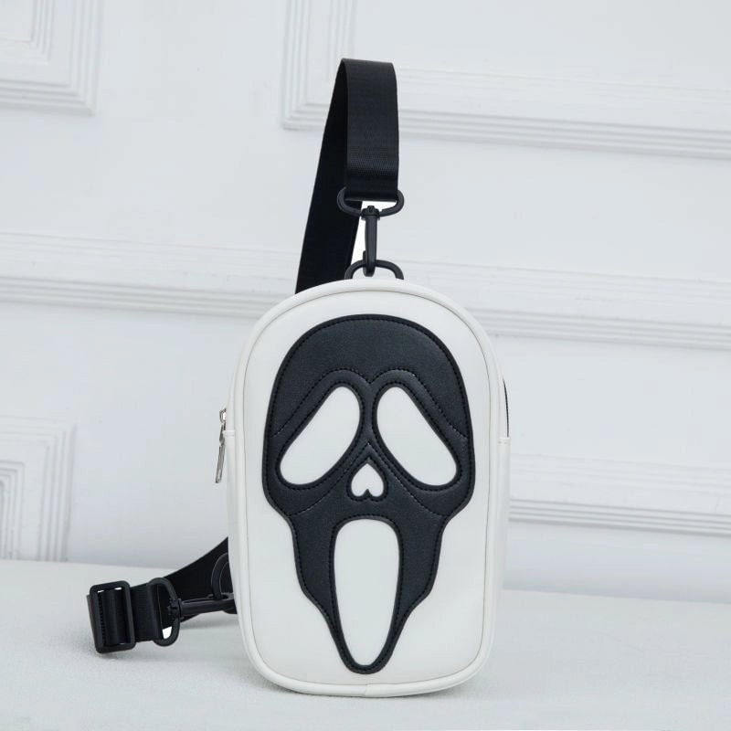 Halloween Women's Pu Leather Color Block Skull Streetwear Square Zipper Fanny Pack