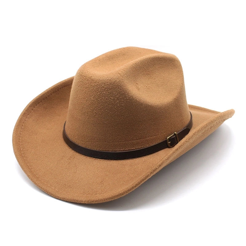 New Youth Top Hat Men's And Women's Big Brim One-word Top Wool Belt Felt Hat