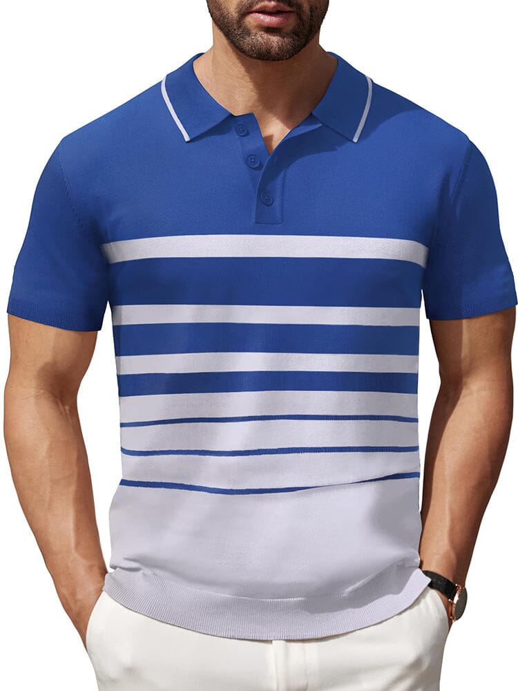 Casual Stripe Knit Polo Shirt (US Only)