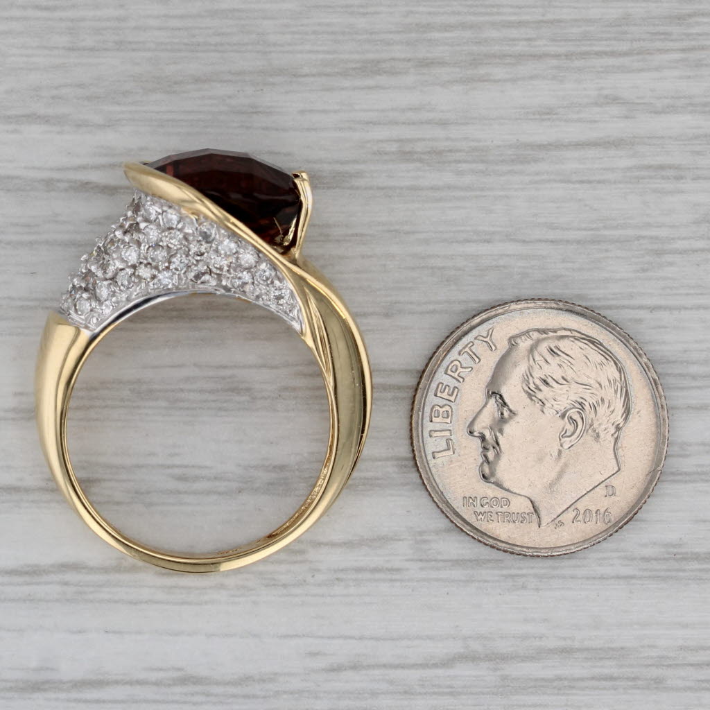 8.90ctw Tourmaline Diamond Ring 18k Yellow Gold Size 8 Cocktail