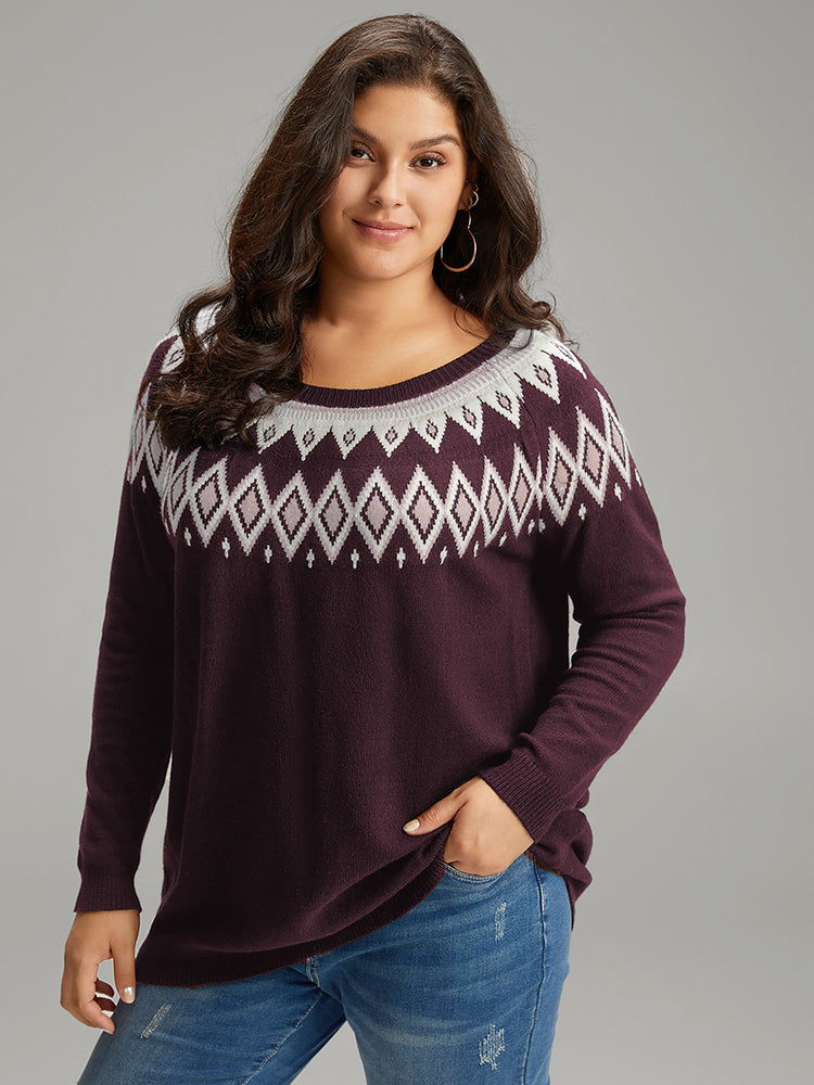 Supersoft Essentials Geo Contrast Raglan Sleeve Pullover