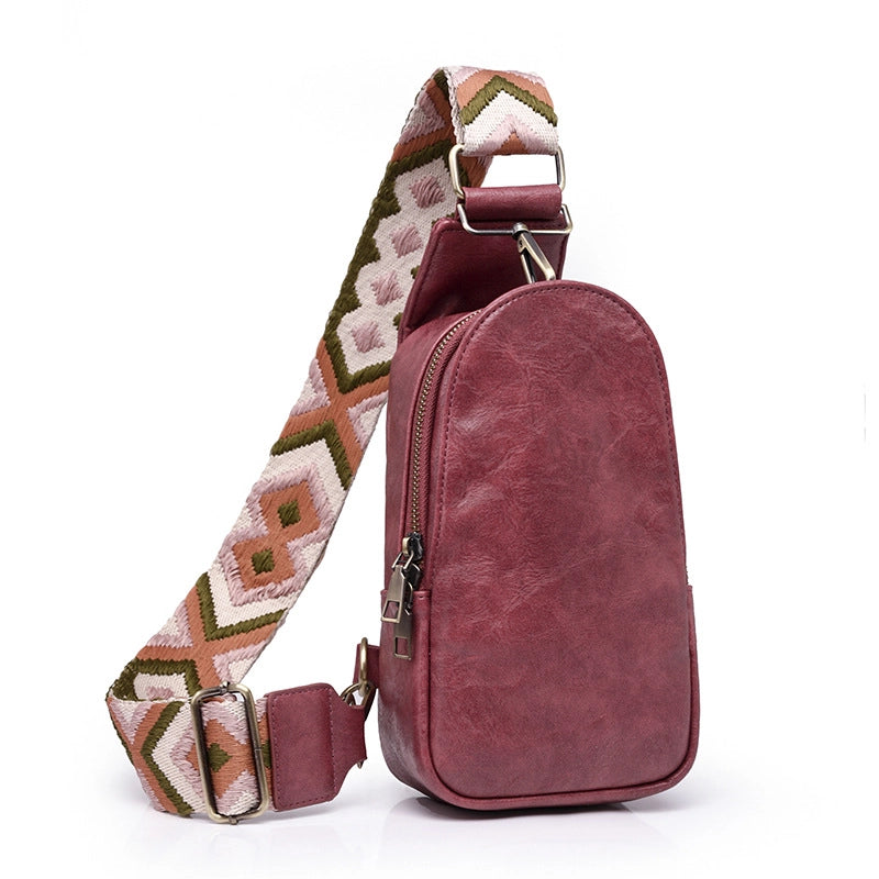 Vintage Style Fashion Color Block Pu Leather Water Repellent Waist Bags