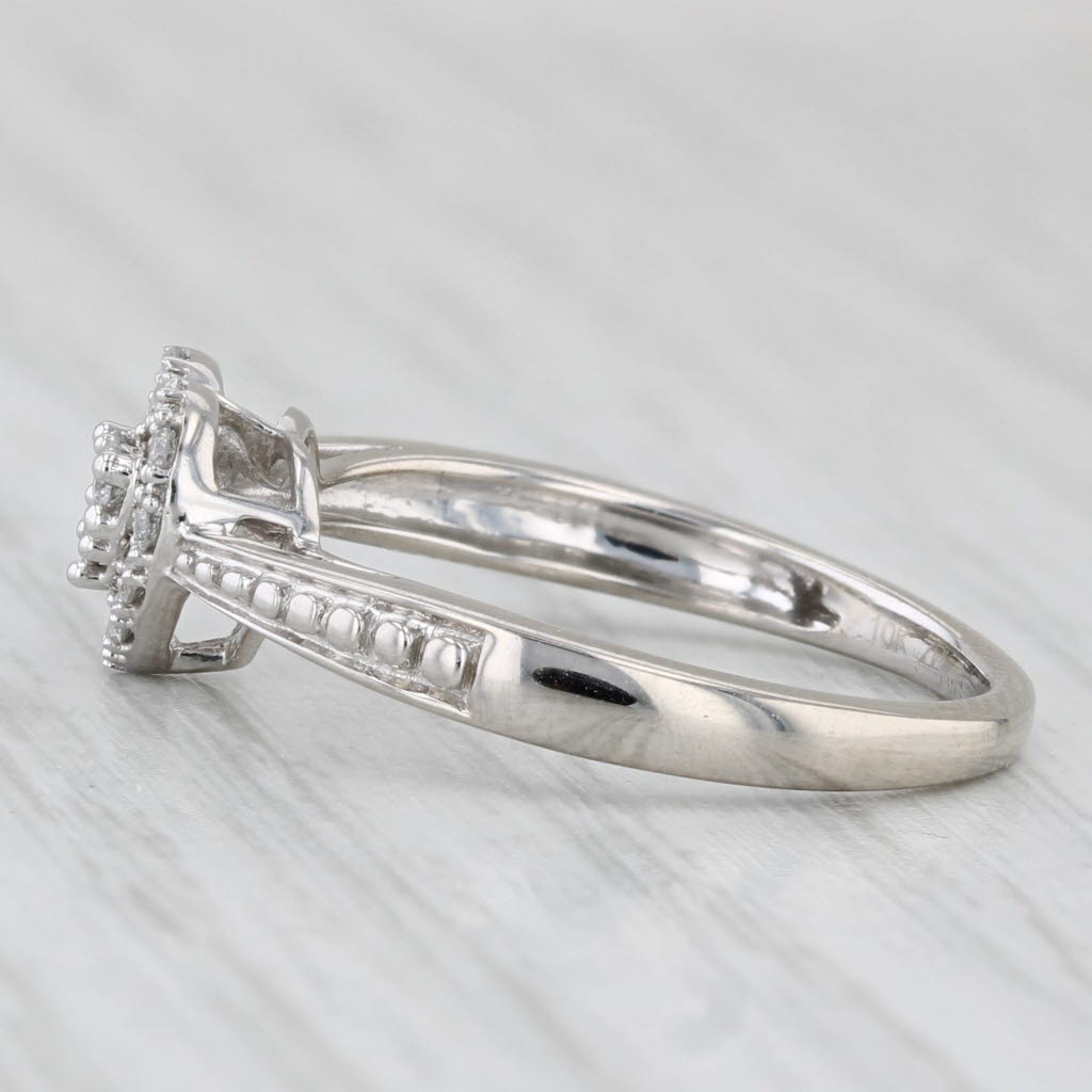 0.10ctw Diamond Heart Halo Ring 10k White Gold Size 7 Engagement