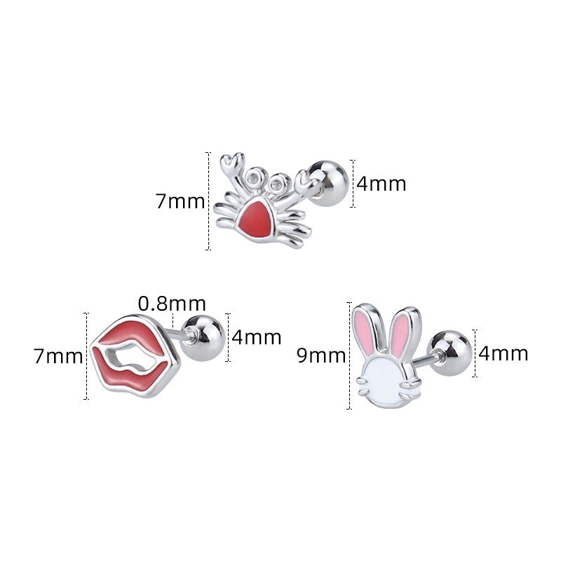 1 Piece Cute Minimalist Geometric Animal Crown Plating Titanium Steel Ear Studs