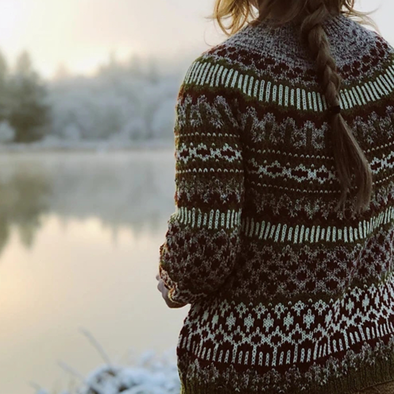 Vintage Festive Icelandic Knit Jacquard Warmth Crew Neck Sweater Unisex