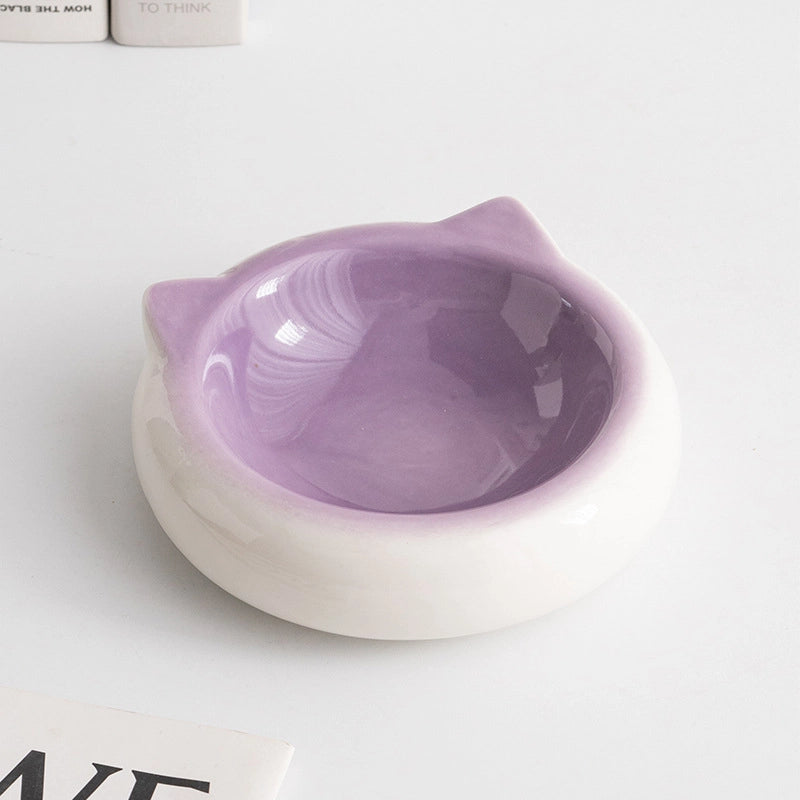 Shumen Ceramic Cat Food Bowl Plate Dog Food Bowl Anti-knock Simple Modern Pet Bowl Puppy Drinking Bowl Cat Bowl