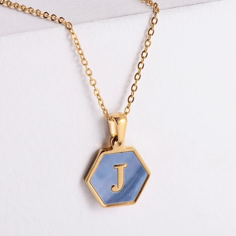 304 Stainless Steel 18K Gold Plated Minimalist Plating Letter Shell Pendant Necklace