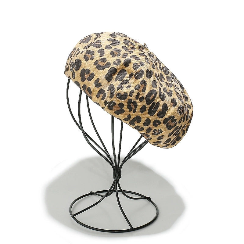 Women's Casual Elegant Retro Leopard Printing Eaveless Beret Hat