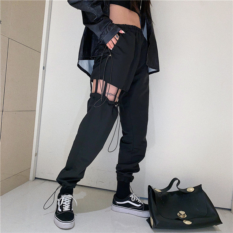 Hip hop black pants KF90792