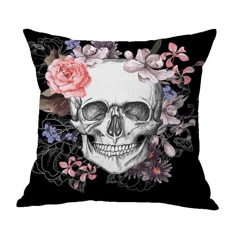 Halloween Punk Skull Linen Pillow Cases Couch & Sofa Decor