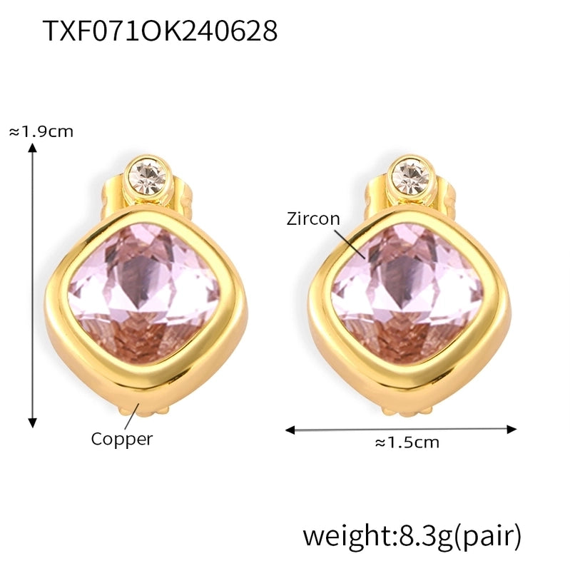 Minimalist Quadrilateral 304 Stainless Steel 18K Gold Plated Plating Earrings Necklace Jewelry Set