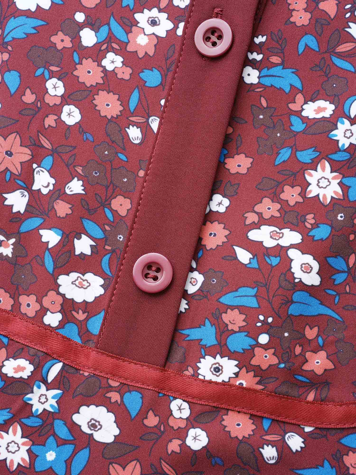 Ditsy Floral Woven Ribbon Button Up Dress