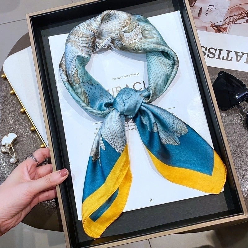 Women's Business Flower Satin Printing Silk Scarf