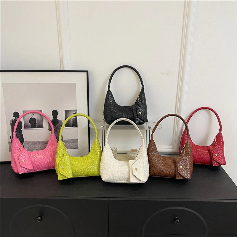 Women's Small Pu Leather Solid Color Classic Style Square Zipper Bag Sets