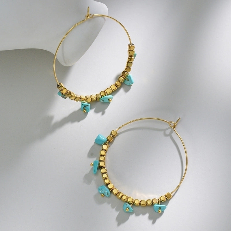 Sweet Solid Color Stainless Steel Earrings Beaded Plating Stainless Steel Earrings