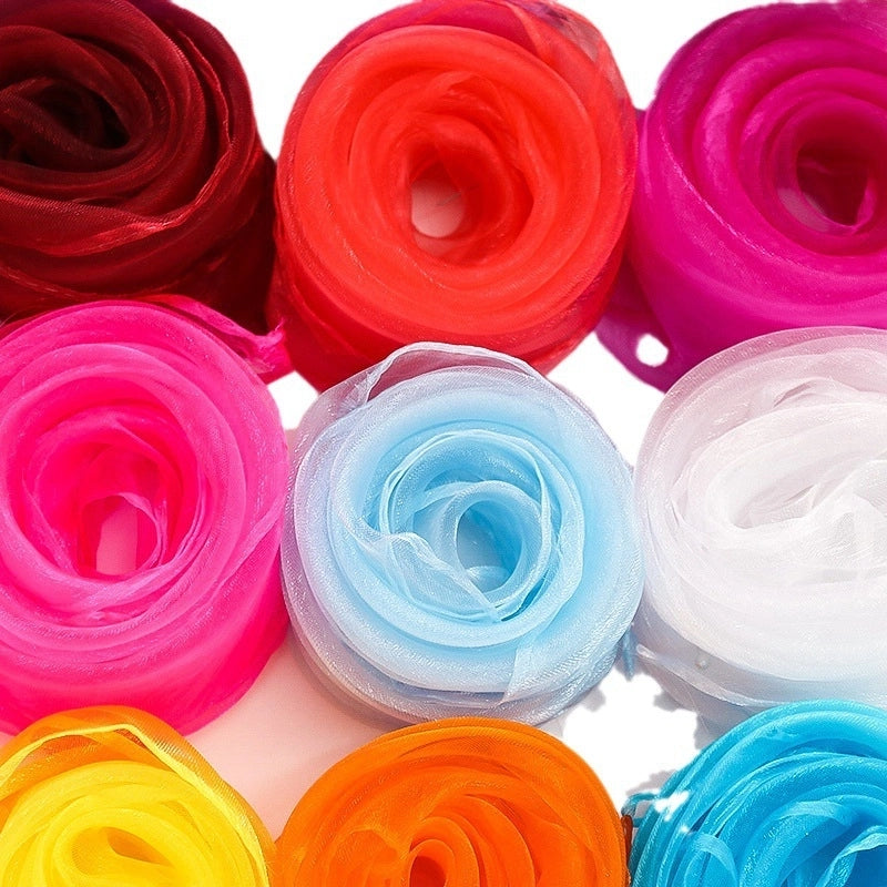 Women's Sweet Solid Color Polyester Silk Scarf