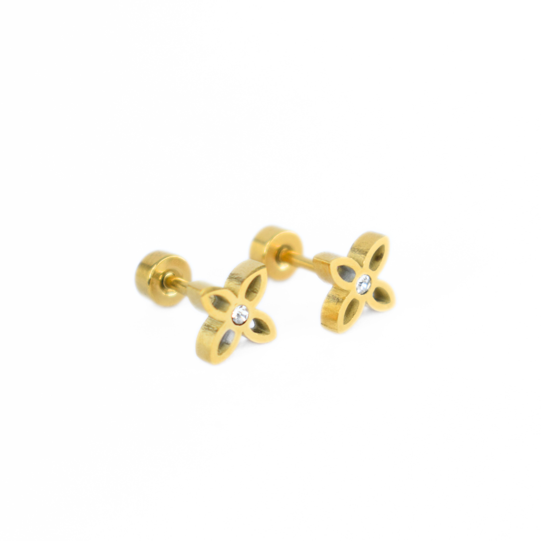 Sparkle flower studs - Gold