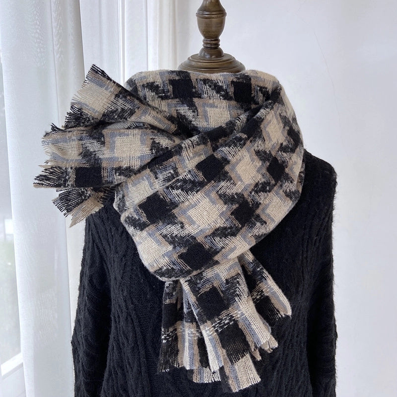 Women's Vintage Style Plaid Imitation Cashmere Scarf