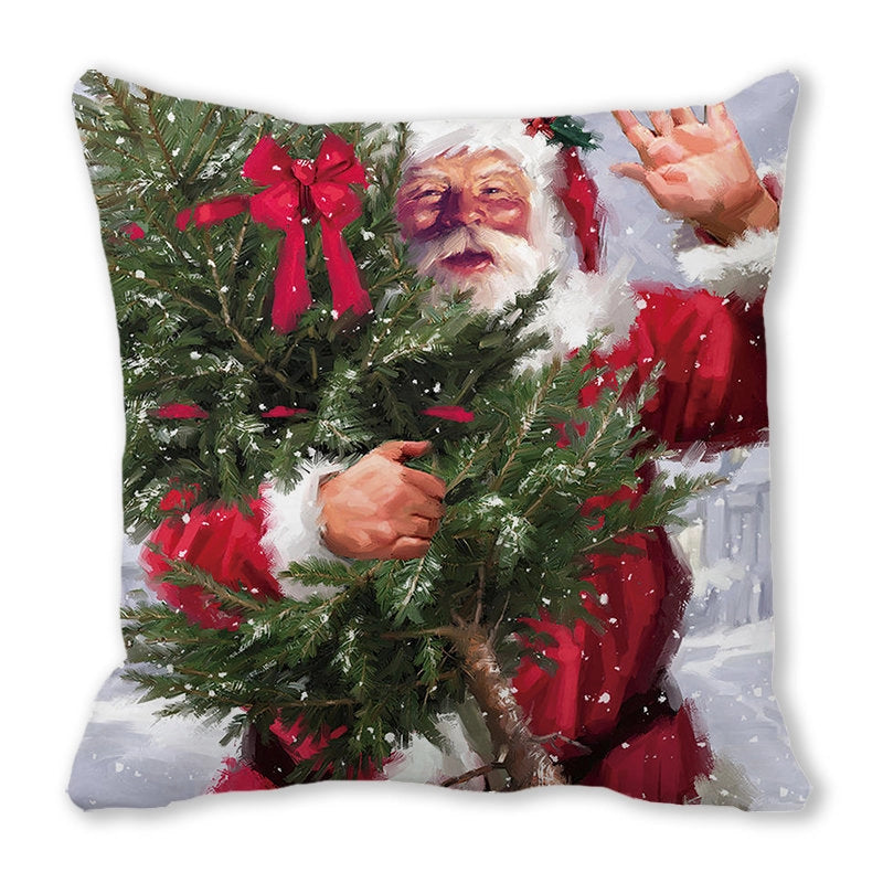 Christmas Pastoral Santa Claus Chemical Fiber Pillow Cases Couch & Sofa Decor