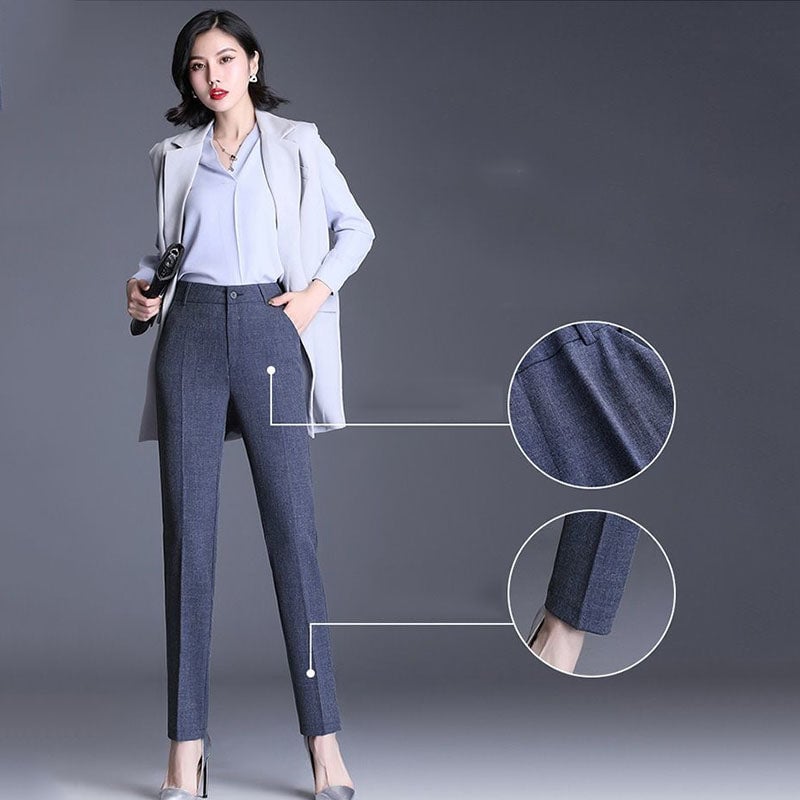 Casual Straight Fit High Waist Female Pants