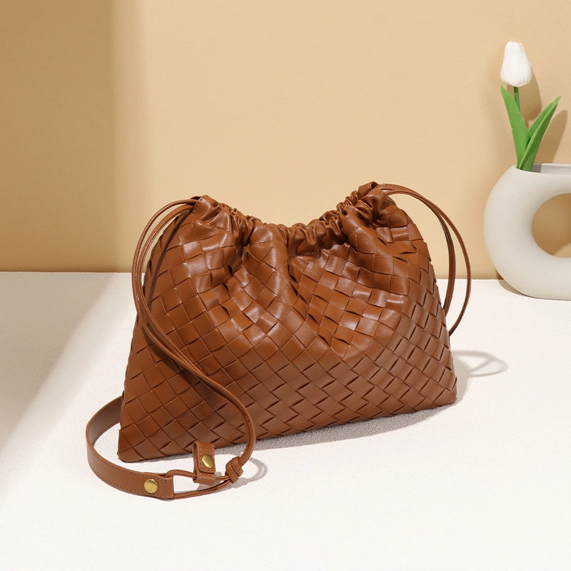 Women's Small Pu Leather Solid Color Vintage Style Classic Style Square String Shoulder Bag