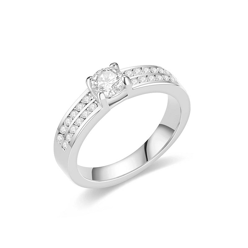 Romantic Shiny Round Titanium Steel Zircon 18K Gold Plated Polishing Plating Inlay Rings