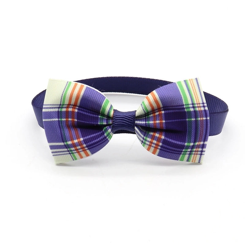Fashion Pet Dog Cat Tie Collar Accessories Plaid Striped Pet Bow Tie