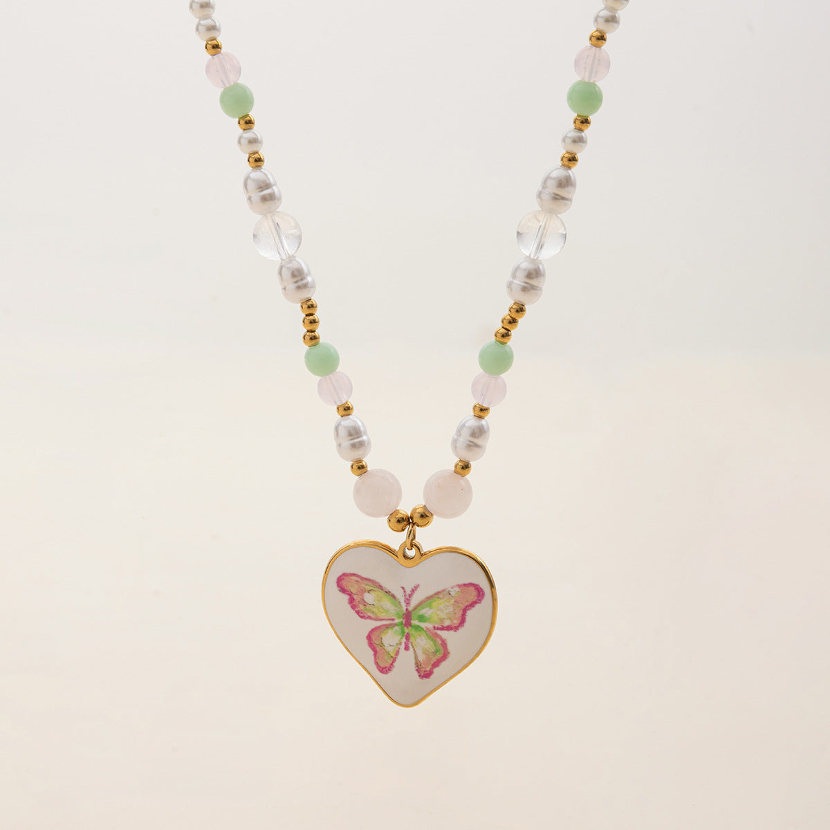 Stainless Steel Oil Drop Love Pearl Necklace Accessories Summer Necklace Hot Style Titanium Steel