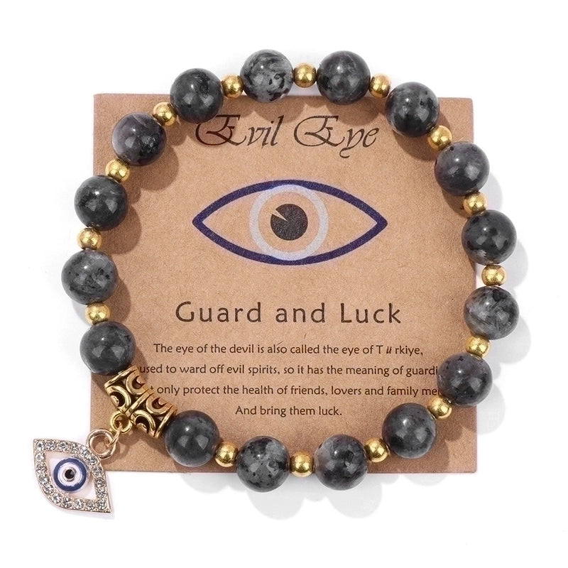 Retro Ethnic Style Devil'S Eye Alloy Natural Stone Elastic String Woven Chain Bracelets In Bulk