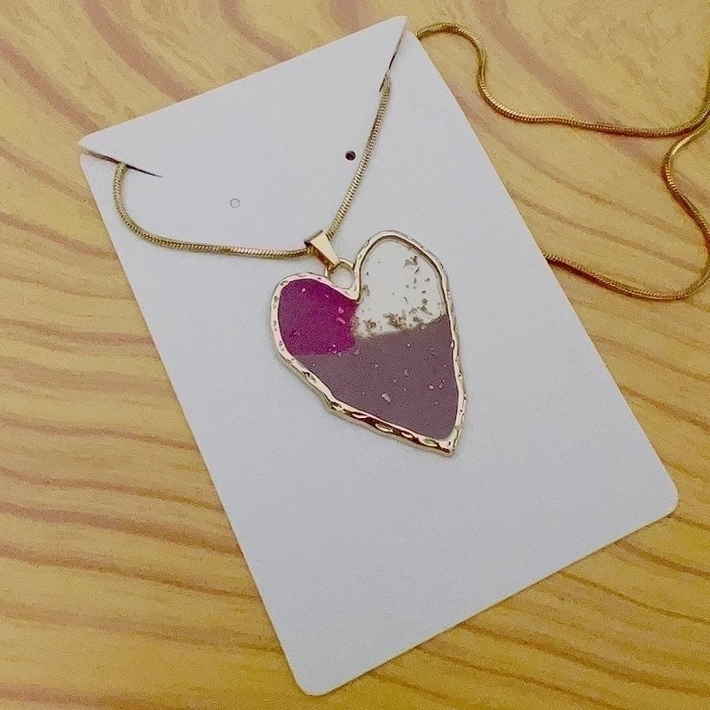 Fashion Animal Heart Shape Butterfly Stainless Steel Epoxy Pendant Necklace 1 Piece