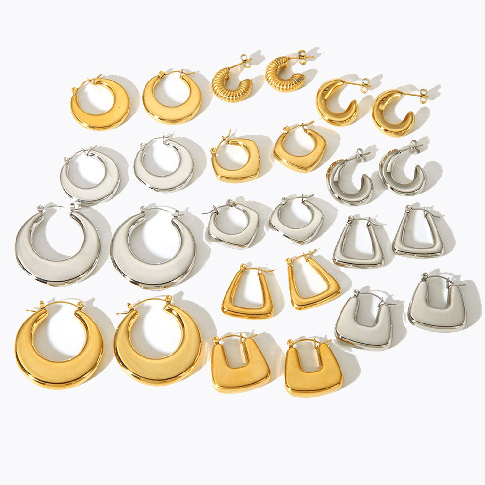 IG Style Geometric Stainless Steel Electroplating Earrings