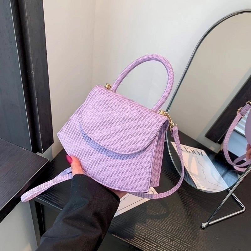 Women's All Seasons Pu Leather Solid Color Classic Style Semicircle Flip Cover Handbag