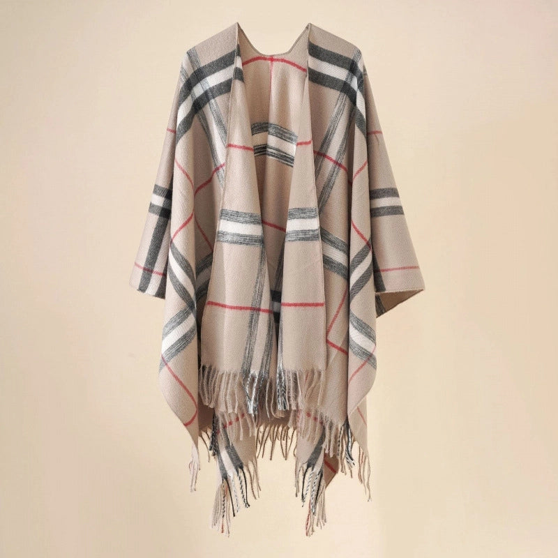 Women's Casual Lattice Polyester Tassel Shawl