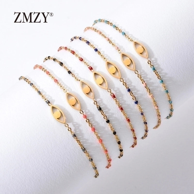 Modern Style Eye Titanium Steel Enamel Bracelets