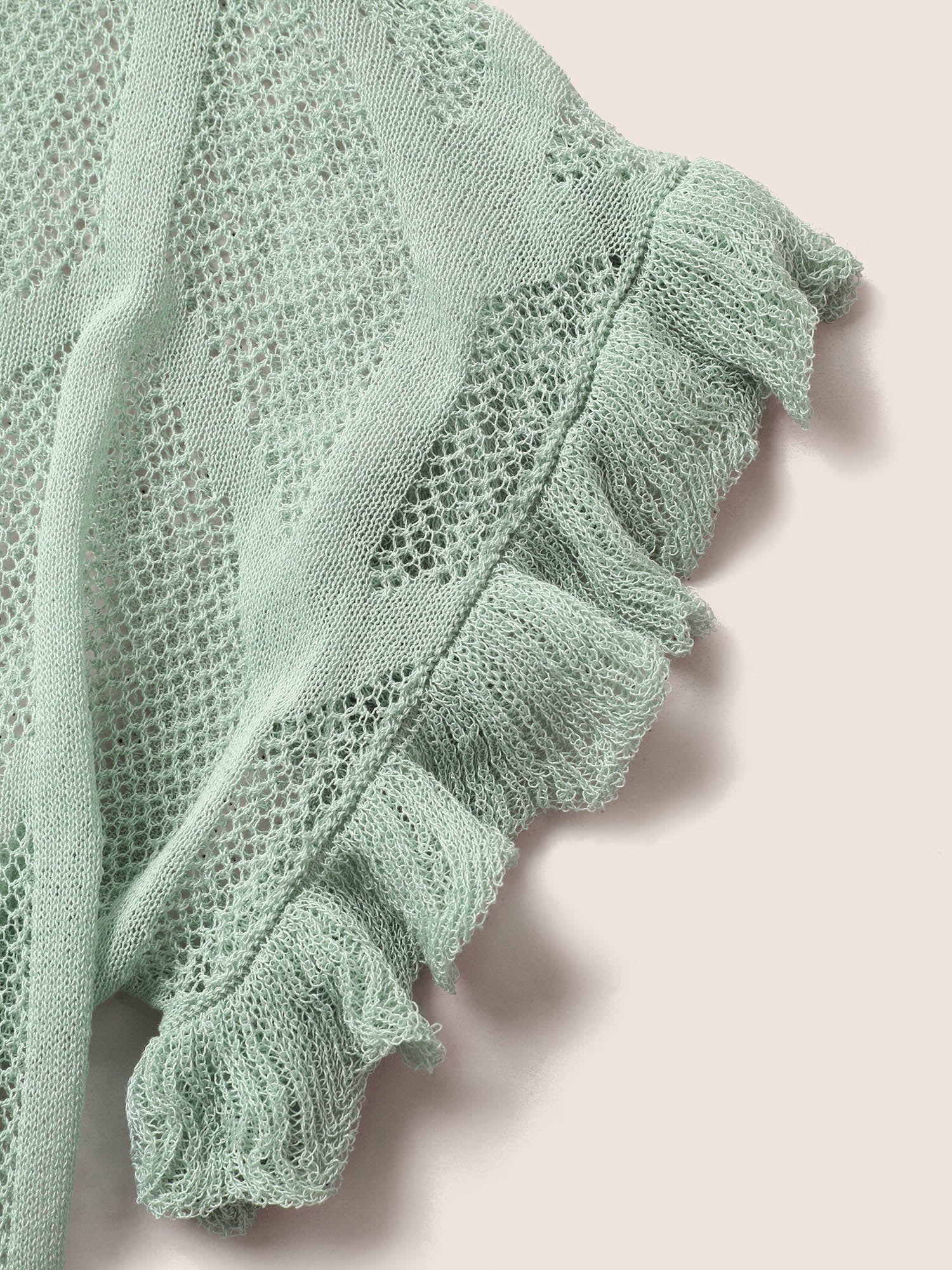 Texture Ruffles Cut Out Dolman Sleeve Swim Cover Up