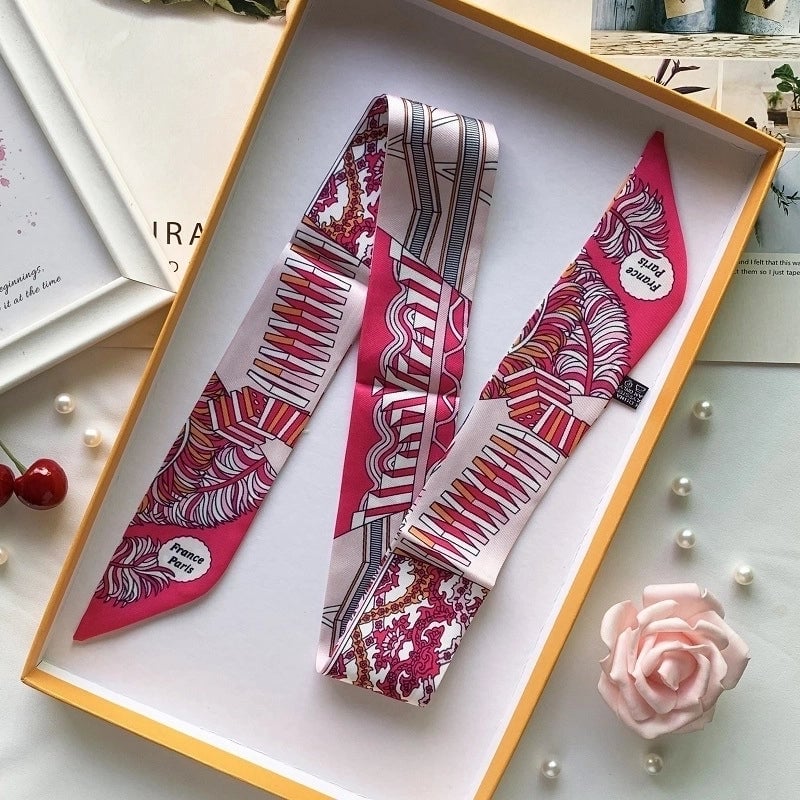 Women's Fashion Plant Satin Printing Silk Scarves